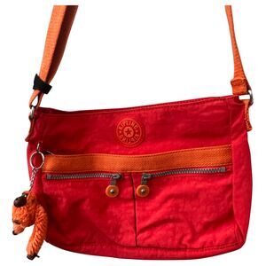 Kipling Pink Orange Crossbody Purse with Original Monkey